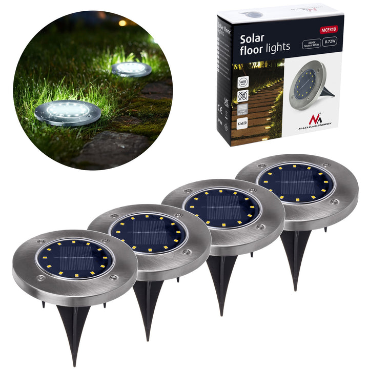 Maclean IP44-es napelemes LED-es kerti mozgásérzékelős lámpa, 12 SMD LED, 4000 K, Ni-MH 600 mAh, 0,7 W, MCE318, 4 db