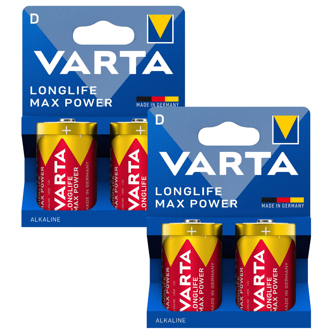 4 db R-20 R20 D 1,5 V-os Varta Longlife Max Power alkáli elem