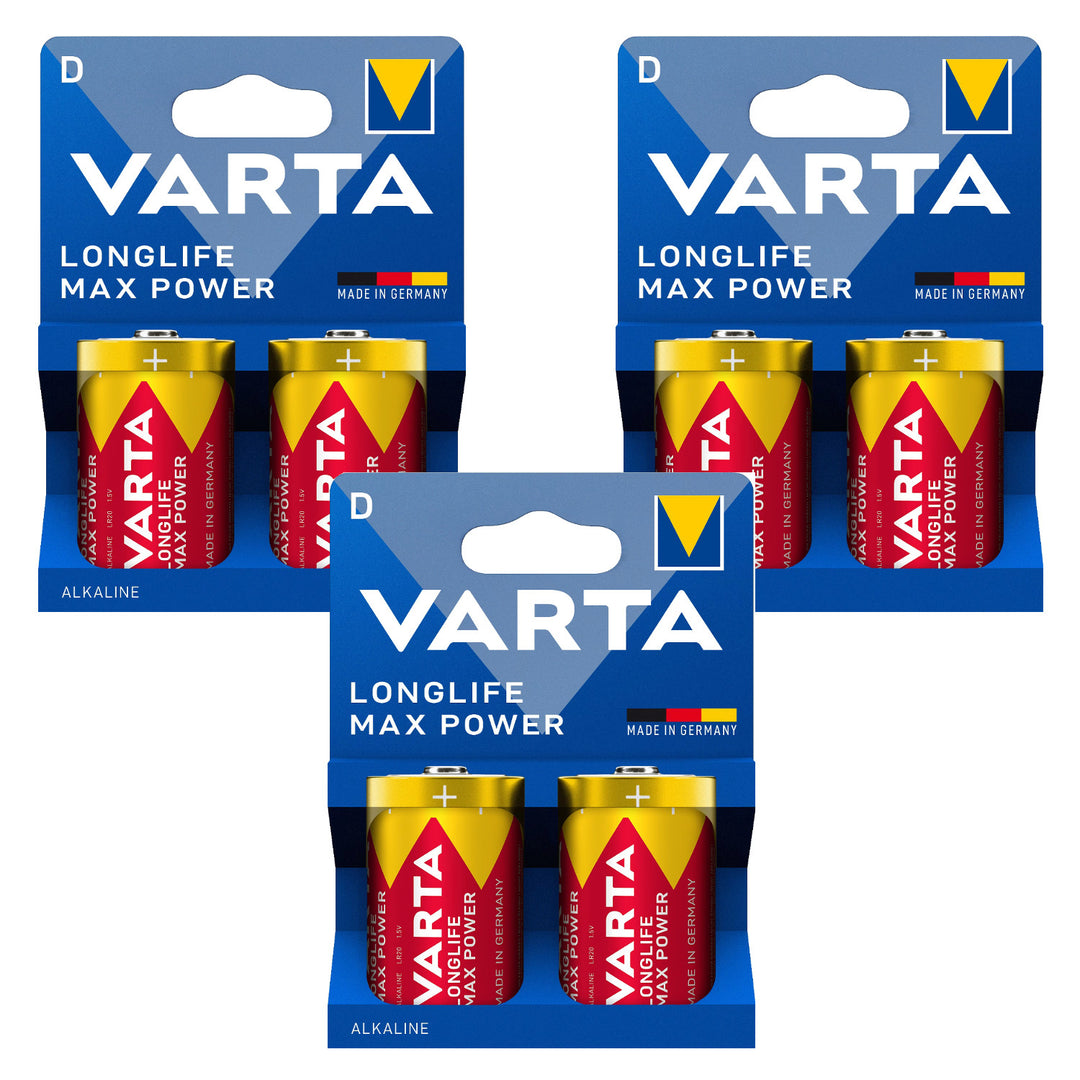 6 db R-20 R20 D 1,5 V-os Varta Longlife Max Power alkáli elem