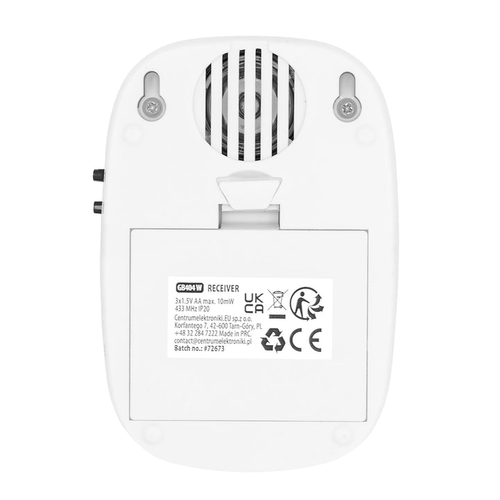 GreenBlue vezeték nélküli csengő, 38 dallam, 90 dB, fehér, hatótávolság akár 200 m, GB404 W
