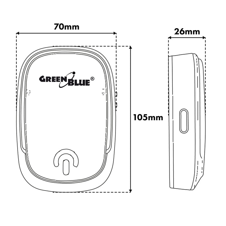 GreenBlue vezeték nélküli csengő, 38 dallam, 90 dB, fehér, hatótávolság akár 200 m, GB404 W