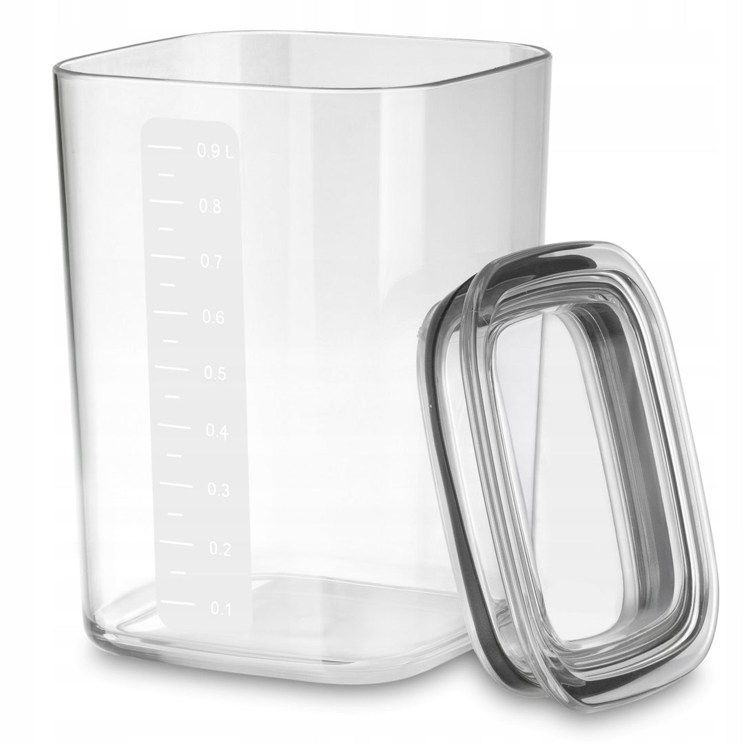 Practic konyhai tárolóedények, ömlesztett élelmiszerekhez, 0,6 l, 0,9 l és 1,5 l űrtartalommal, tömítéses fedéllel,