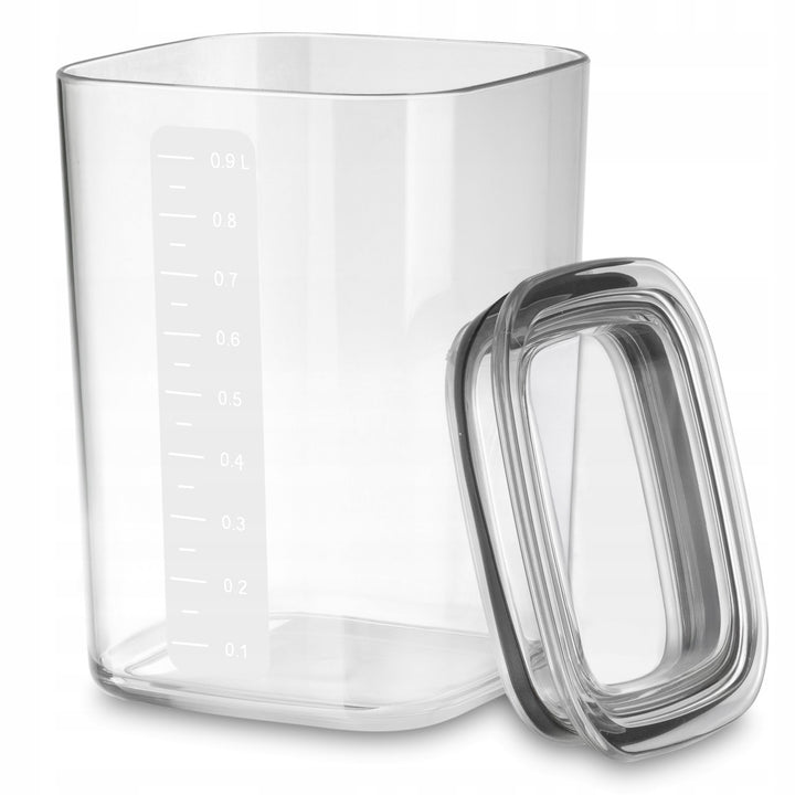 Practic konyhai tárolóedények, ömlesztett élelmiszerekhez, 0,6 l, 0,9 l és 1,5 l űrtartalommal, tömítéses fedéllel,