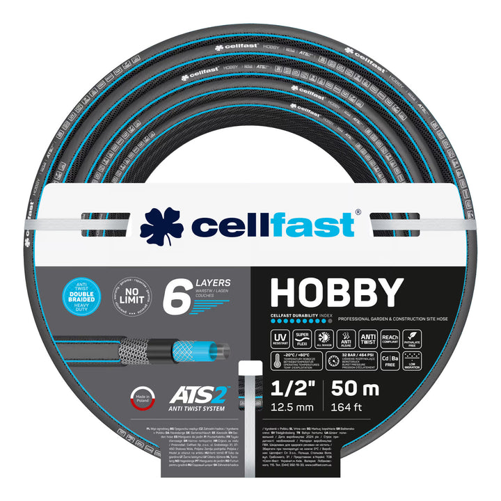 Cellfast Aluplus 1/2" 60 m-es tömlőtartó + Cellfast Hobby ATS2 1/2" 50 m-es kerti tömlő