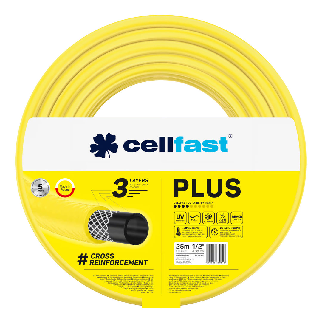 Cellfast Aluplus 1/2" 60 m-es tömlőtartó + Cellfast Plus 1/2" 25 m-es kerti tömlő