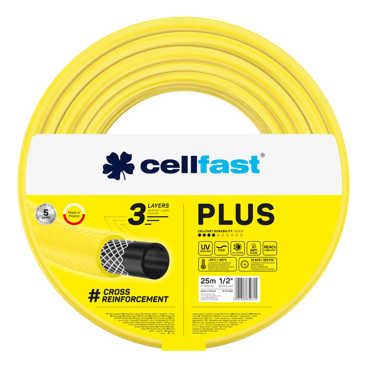 Cellfast Aluplus 1/2" 60 m-es tömlőtartó + Cellfast Plus 1/2" 25 m-es kerti tömlő