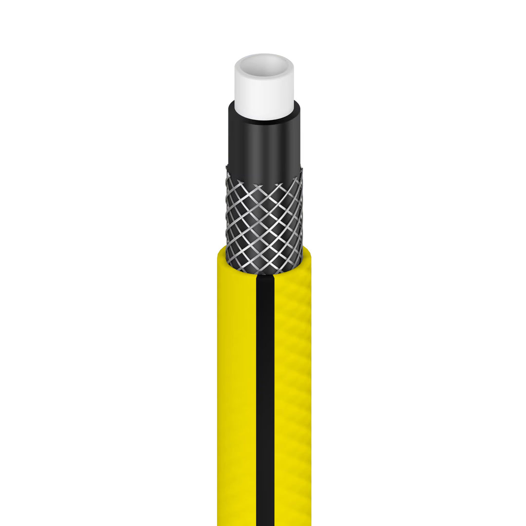 Cellfast Aluplus 1/2" 60 m-es tömlőtartó + Cellfast 4YELLOW 1/2" 50 m-es kerti tömlő + Cellfast Basic 1/2" egyenes öntözőfejjel ellátott szett
