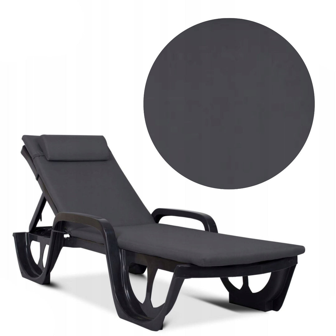 Madera napozóágy-párna, sötét szürke színű, S-500 szövet, méret: 190x55 cm, gumiszalaggal rögzíthető, vízálló, Madera S-49