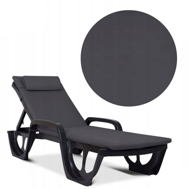 Madera napozóágy-párna, sötét szürke színű, S-500 szövet, méret: 190x55 cm, gumiszalaggal rögzíthető, vízálló, Madera S-49
