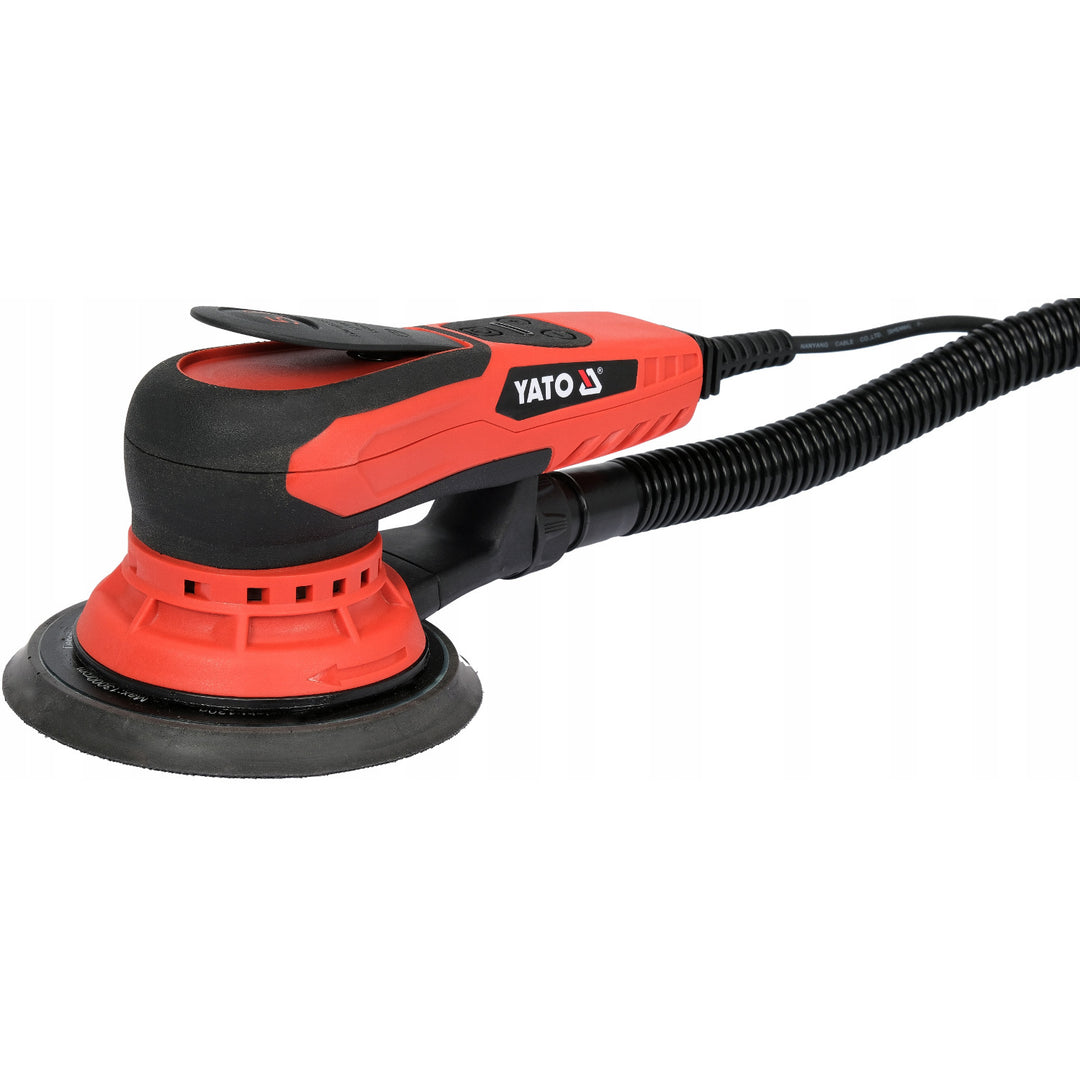 Yato excentercsiszoló, 150 mm, 350 W teljesítmény, 4000–10 000 fordulat/perc, 3 m-es kábelhossz, porelszívó csatlakoztatási lehetőség, YT-82206