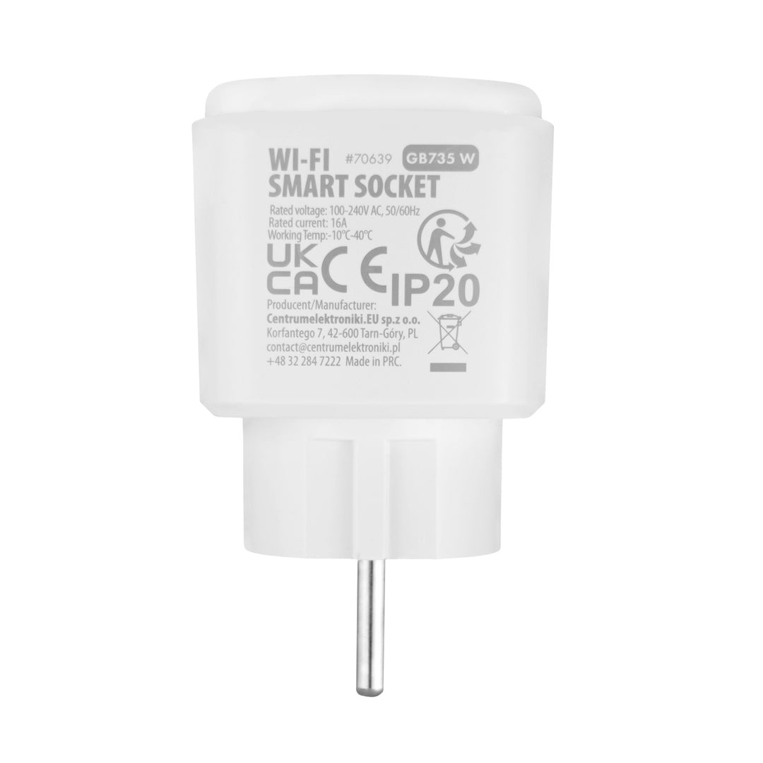 GreenBlue távvezérelt WiFi-csatlakozó, Android/iOS/Alexa/Google Home, időzítő, fogyasztásmérő, max. 16 A/3840 W, GB735 W, 2 darab