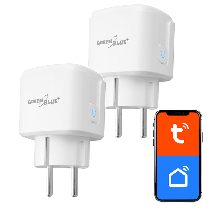 GreenBlue távvezérelt WiFi-csatlakozó, Android/iOS/Alexa/Google Home, időzítő, fogyasztásmérő, max. 16 A/3840 W, GB735 W, 2 darab