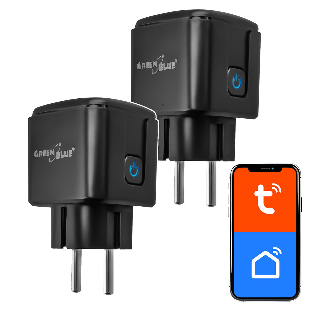 GreenBlue távvezérelt WiFi-csatlakozó, Android/iOS/Alexa/Google Home, időzítő, fogyasztásmérő, max. 16 A/3840 W, GB735 B, 2 darab