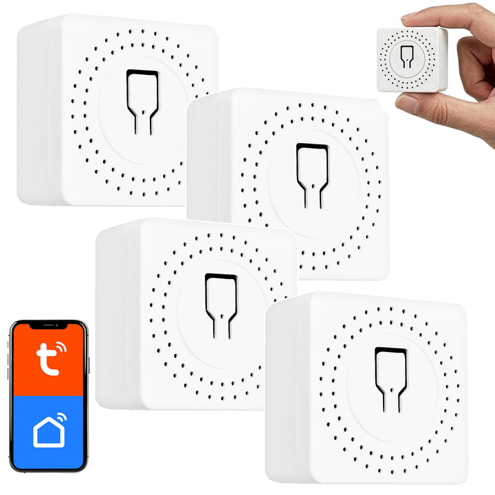 GreenBlue beépíthető WiFi-relé, Android/iOS/Alexa/Google Home, 100–240 V AC, 50/60 Hz, max. 16 A, 150 W-os LED-ekhez, GB739, 4 darab