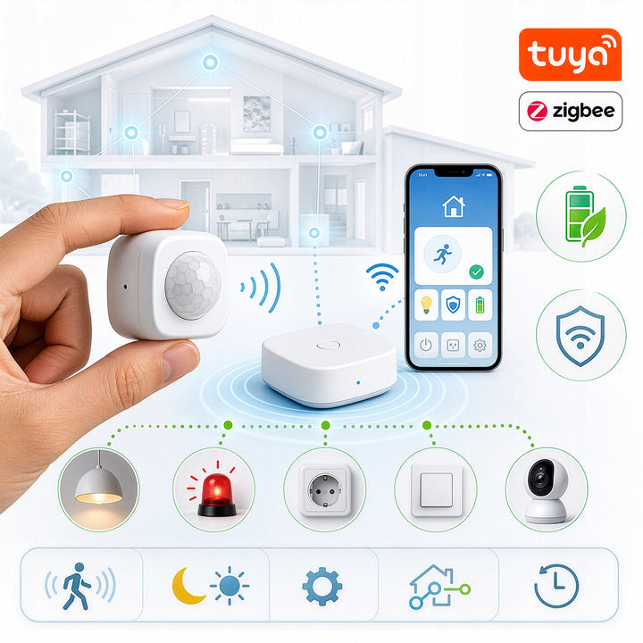 Tuya GreenBlue vezeték nélküli Zigbee mozgásérzékelő, Android/iOS, CR2450 DC 3,0 V, érzékelési szög 120° / akár 8 m, GB740, 2 darab