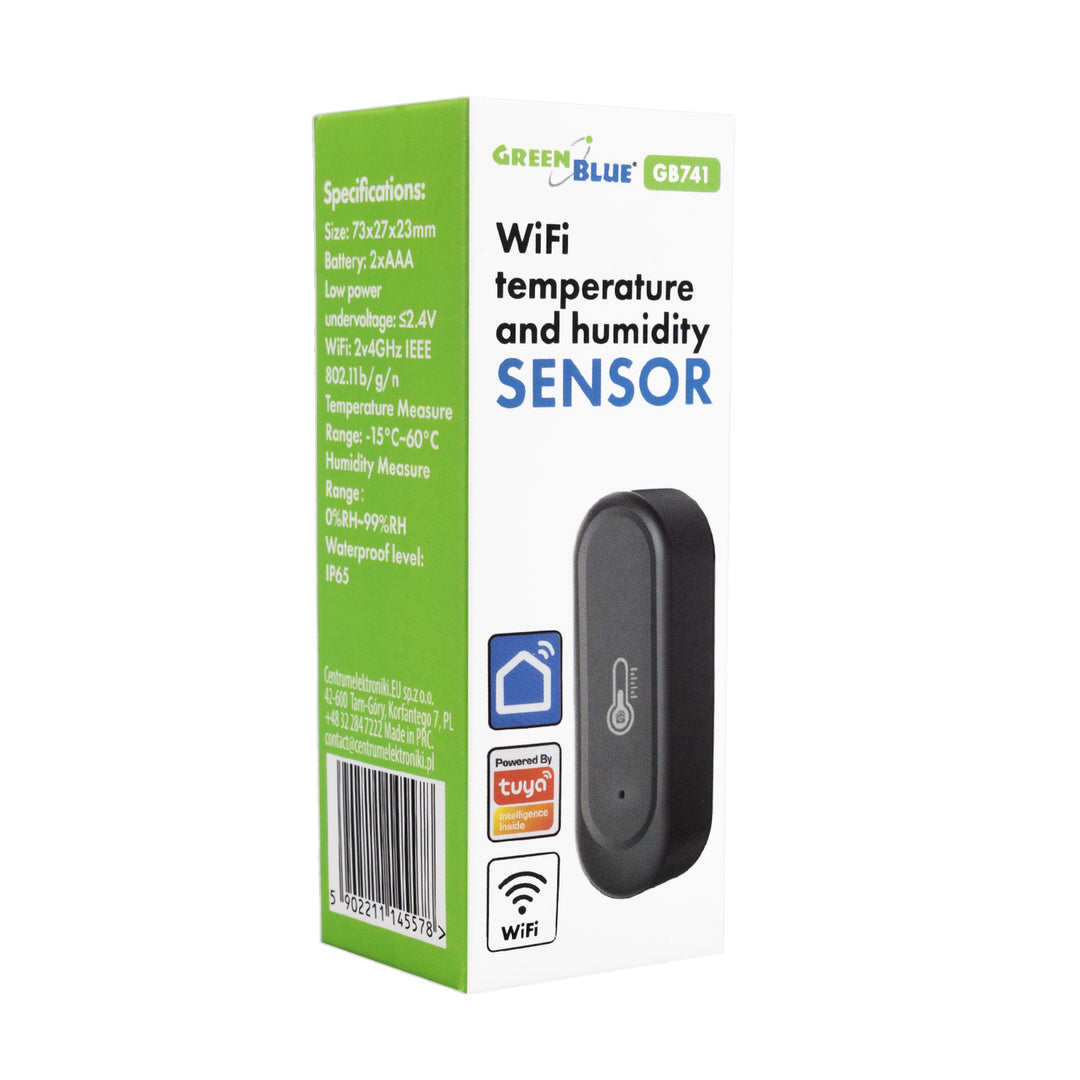 GreenBlue külső WiFi hőmérséklet- és páratartalom-érzékelő, Android/iOS, 3,0 V DC, LR03x2, IP65, GB741, 2 darab
