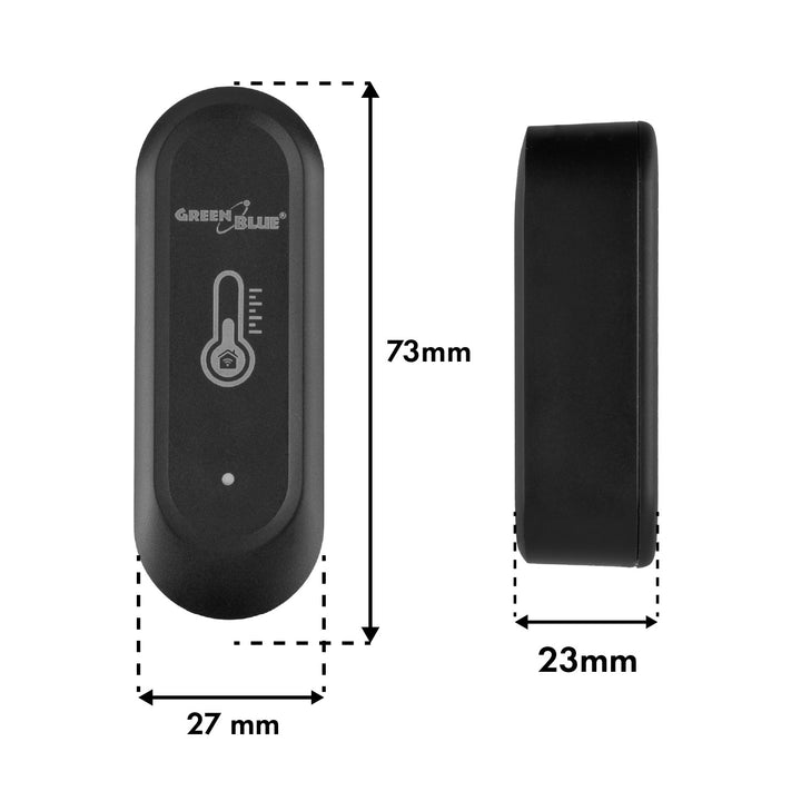 GreenBlue külső WiFi hőmérséklet- és páratartalom-érzékelő, Android/iOS, 3,0 V DC, LR03x2, IP65, GB741, 2 darab