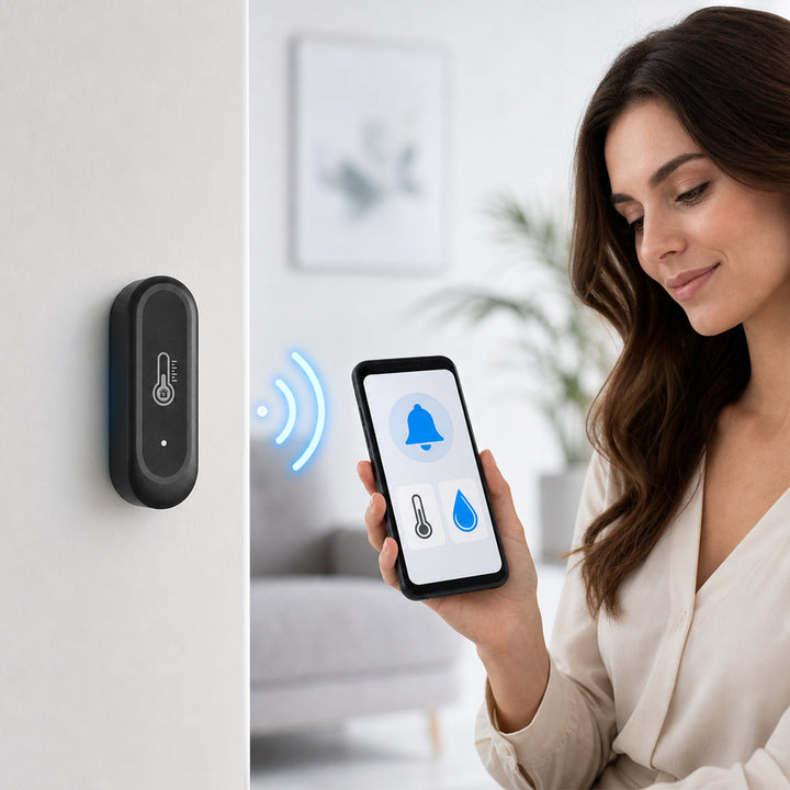 GreenBlue külső WiFi hőmérséklet- és páratartalom-érzékelő, Android/iOS, 3,0 V DC, LR03x2, IP65, GB741, 2 darab