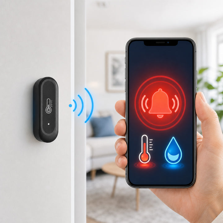 GreenBlue külső WiFi hőmérséklet- és páratartalom-érzékelő, Android/iOS, 3,0 V DC, LR03x2, IP65, GB741, 2 darab
