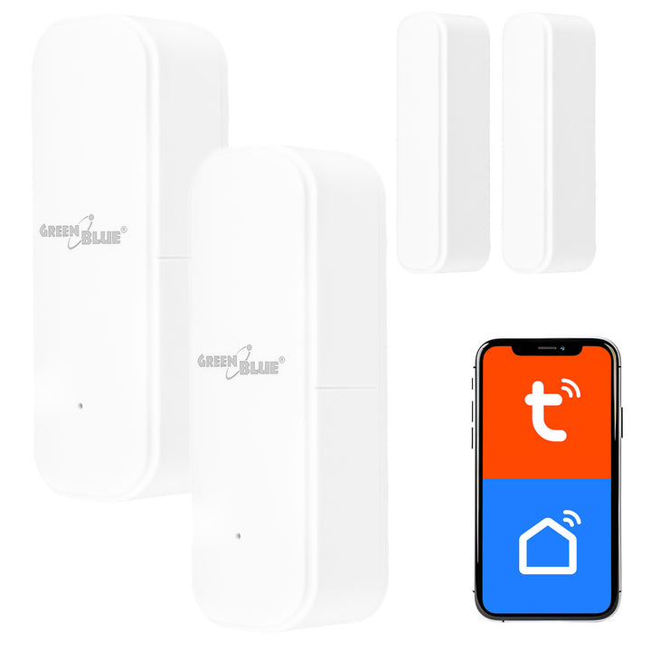GreenBlue vezeték nélküli kontaktor / WiFi nyitásérzékelő, Android/iOS, ajtókhoz / ablakokhoz, 3,0 V DC, LR03x2, GB479 W, 2 készlet