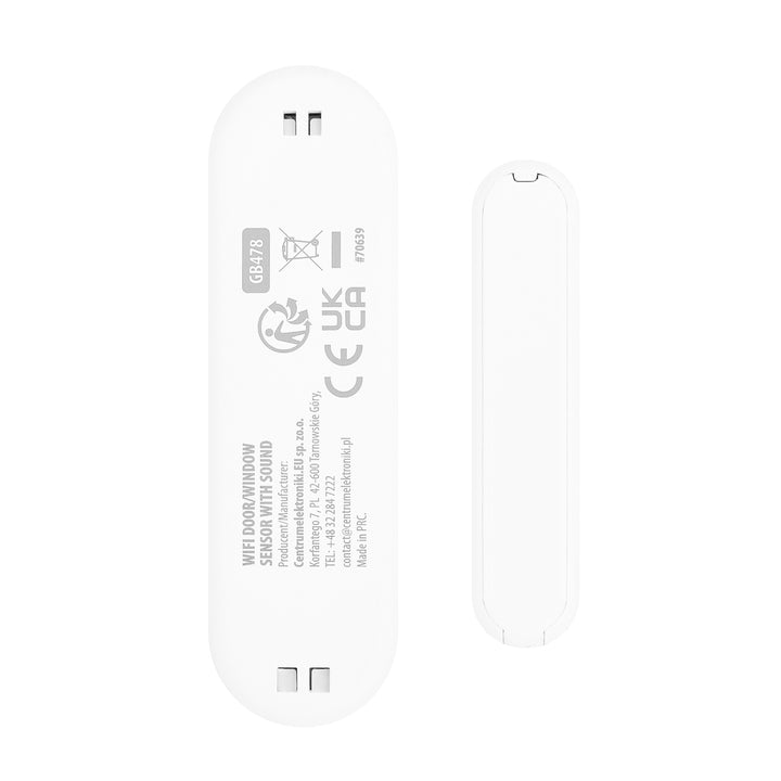 GreenBlue vezeték nélküli kontaktor / WiFi nyitásérzékelő, Android/iOS, ajtókhoz / ablakokhoz, 3,0 V DC, LR03x2, riasztóval, GB478, 2 készlet