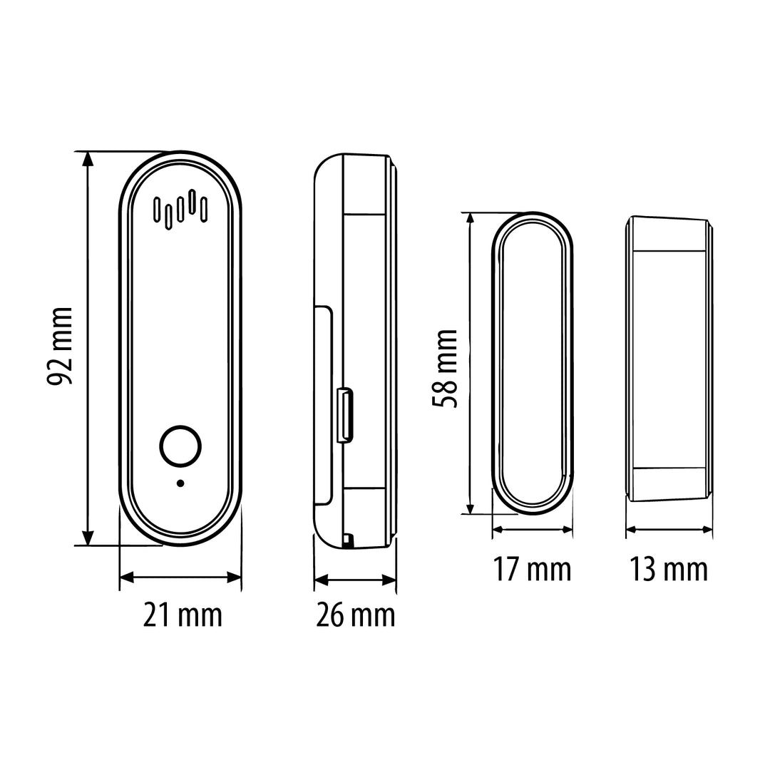 GreenBlue vezeték nélküli kontaktor / WiFi nyitásérzékelő, Android/iOS, ajtókhoz / ablakokhoz, 3,0 V DC, LR03x2, riasztóval, GB478, 2 készlet