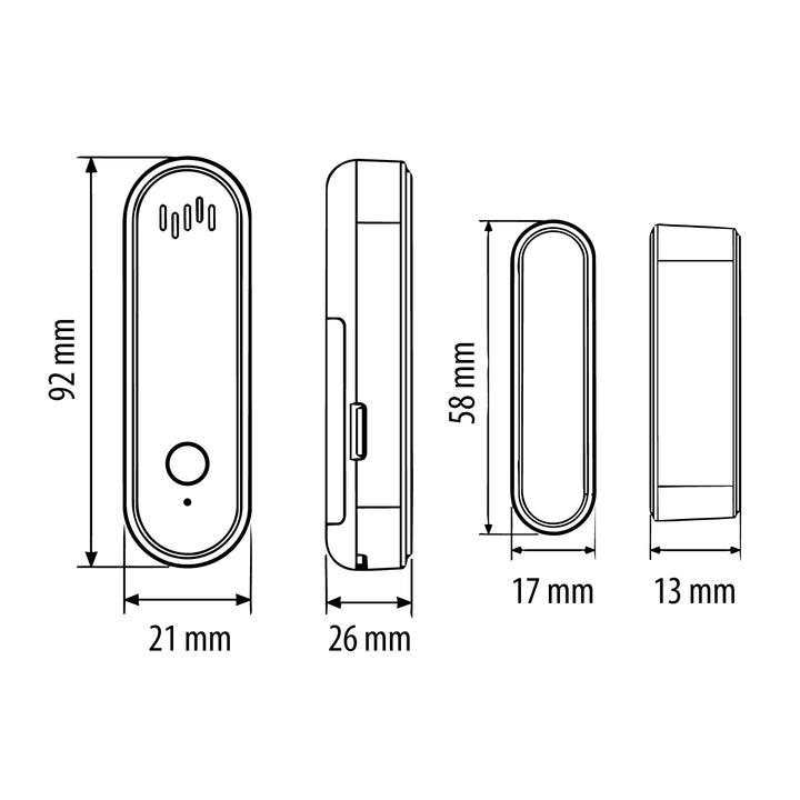 GreenBlue vezeték nélküli kontaktor / WiFi nyitásérzékelő, Android/iOS, ajtókhoz / ablakokhoz, 3,0 V DC, LR03x2, riasztóval, GB478, 2 készlet