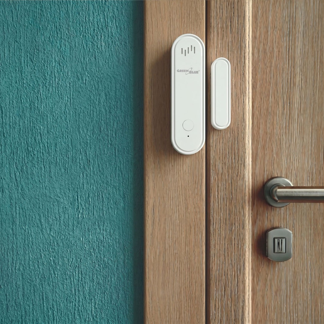 GreenBlue vezeték nélküli kontaktor / WiFi nyitásérzékelő, Android/iOS, ajtókhoz / ablakokhoz, 3,0 V DC, LR03x2, riasztóval, GB478, 2 készlet
