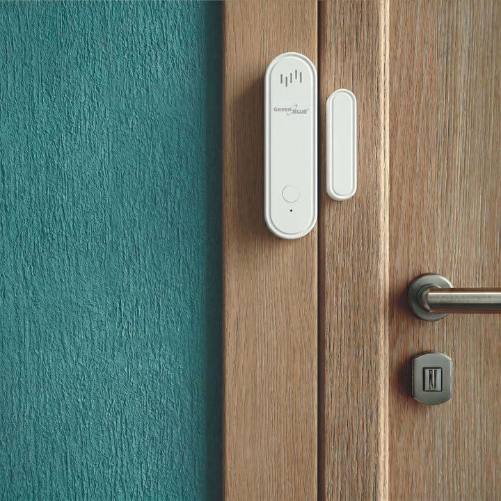 GreenBlue vezeték nélküli kontaktor / WiFi nyitásérzékelő, Android/iOS, ajtókhoz / ablakokhoz, 3,0 V DC, LR03x2, riasztóval, GB478, 2 készlet
