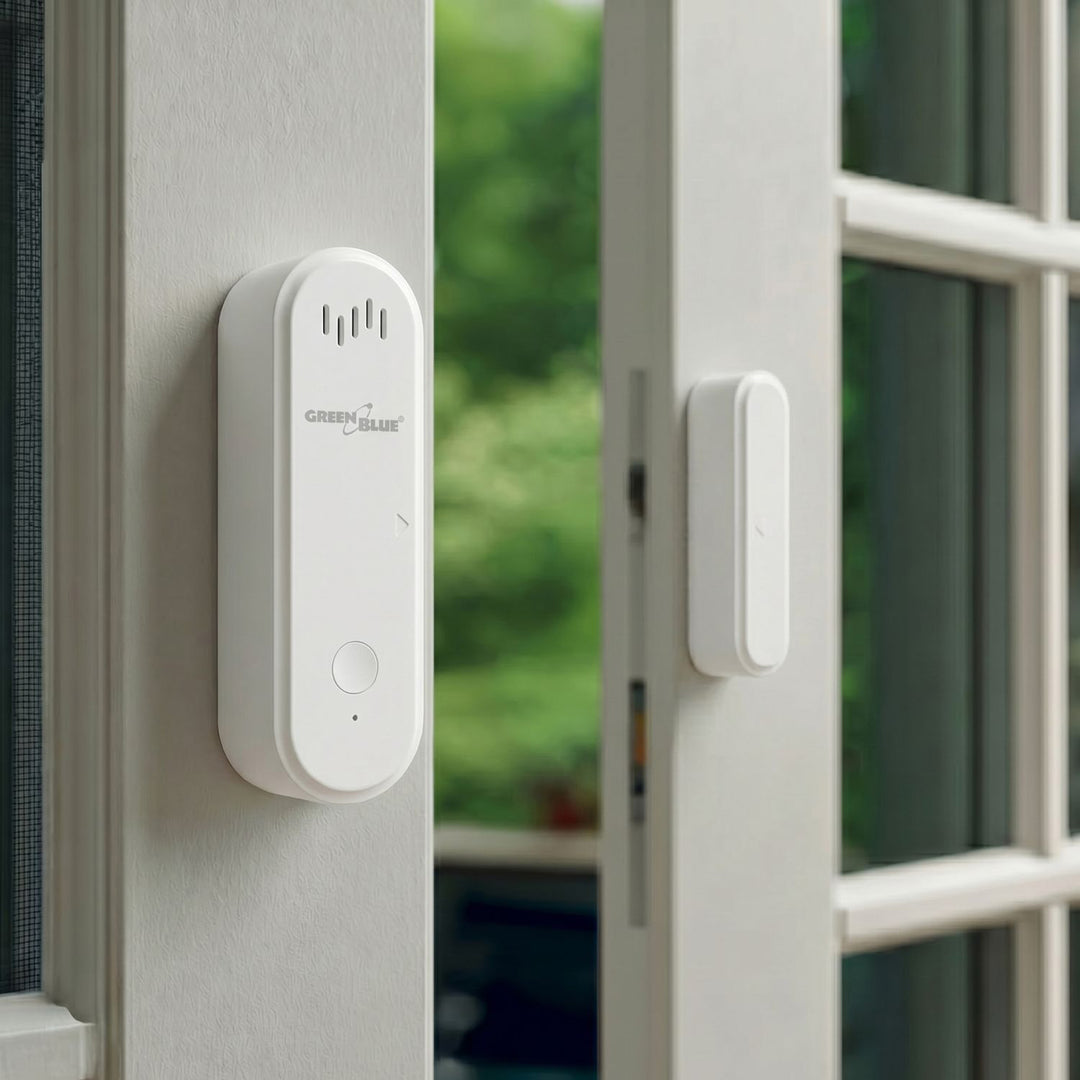 GreenBlue vezeték nélküli kontaktor / WiFi nyitásérzékelő, Android/iOS, ajtókhoz / ablakokhoz, 3,0 V DC, LR03x2, riasztóval, GB478, 2 készlet