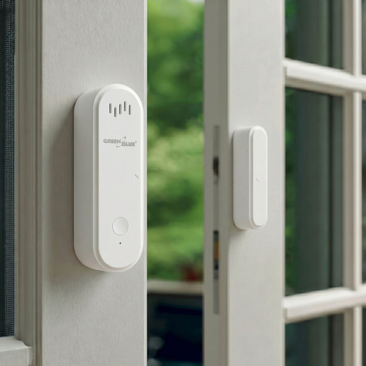GreenBlue vezeték nélküli kontaktor / WiFi nyitásérzékelő, Android/iOS, ajtókhoz / ablakokhoz, 3,0 V DC, LR03x2, riasztóval, GB478, 2 készlet