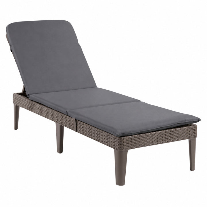 Jaipur Sun Lounger állítható kerti nyugágy, barna + Jaipur nyugágypárna, sötét szürke színű, S-500 szövet, méret: 190x60 cm