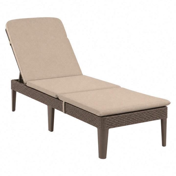 Jaipur Sun Lounger állítható kerti nyugágy, barna + Jaipur nyugágypárna, bézs színű, S-550 Melange szövet, méret: 190x60 cm