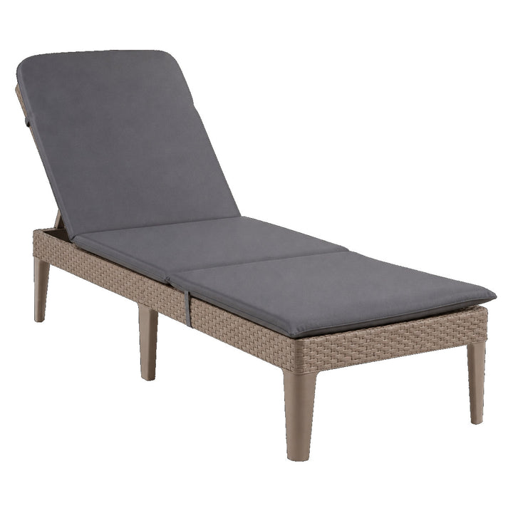 Jaipur Sun Lounger állítható kerti nyugágy, cappuccino színű + Jaipur nyugágypárna, sötét szürke színű, S-500 szövet, méret: 190x60 cm