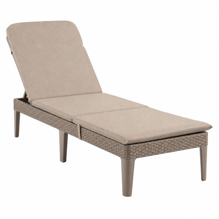 Jaipur Sun Lounger állítható kerti nyugágy, cappuccino színű + Jaipur nyugágypárna, bézs színű, S-550 Melange szövet, méret: 190x60 cm