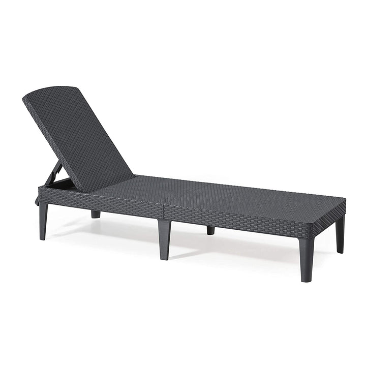 Jaipur Sun Lounger állítható kerti nyugágy, grafit színű + Jaipur nyugágypárna, sötét szürke színű, S-500 szövet, mérete 190x60 cm