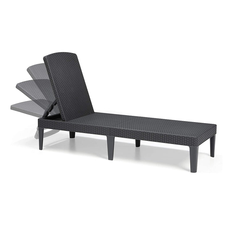 Jaipur Sun Lounger állítható kerti nyugágy, grafit színű + Jaipur nyugágypárna, sötét szürke színű, S-500 szövet, mérete 190x60 cm