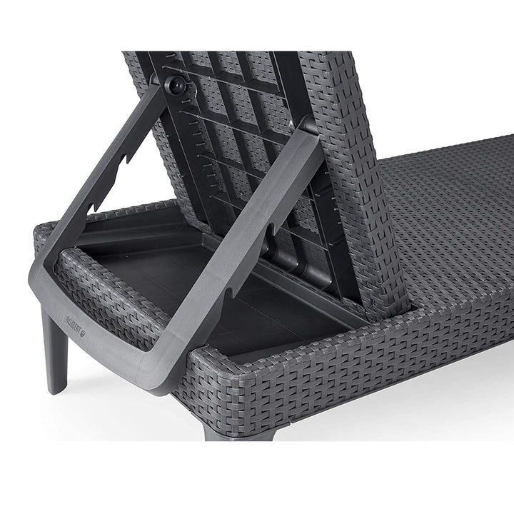 Jaipur Sun Lounger állítható kerti nyugágy, grafit színű + Jaipur nyugágypárna, sötét szürke színű, S-500 szövet, mérete 190x60 cm