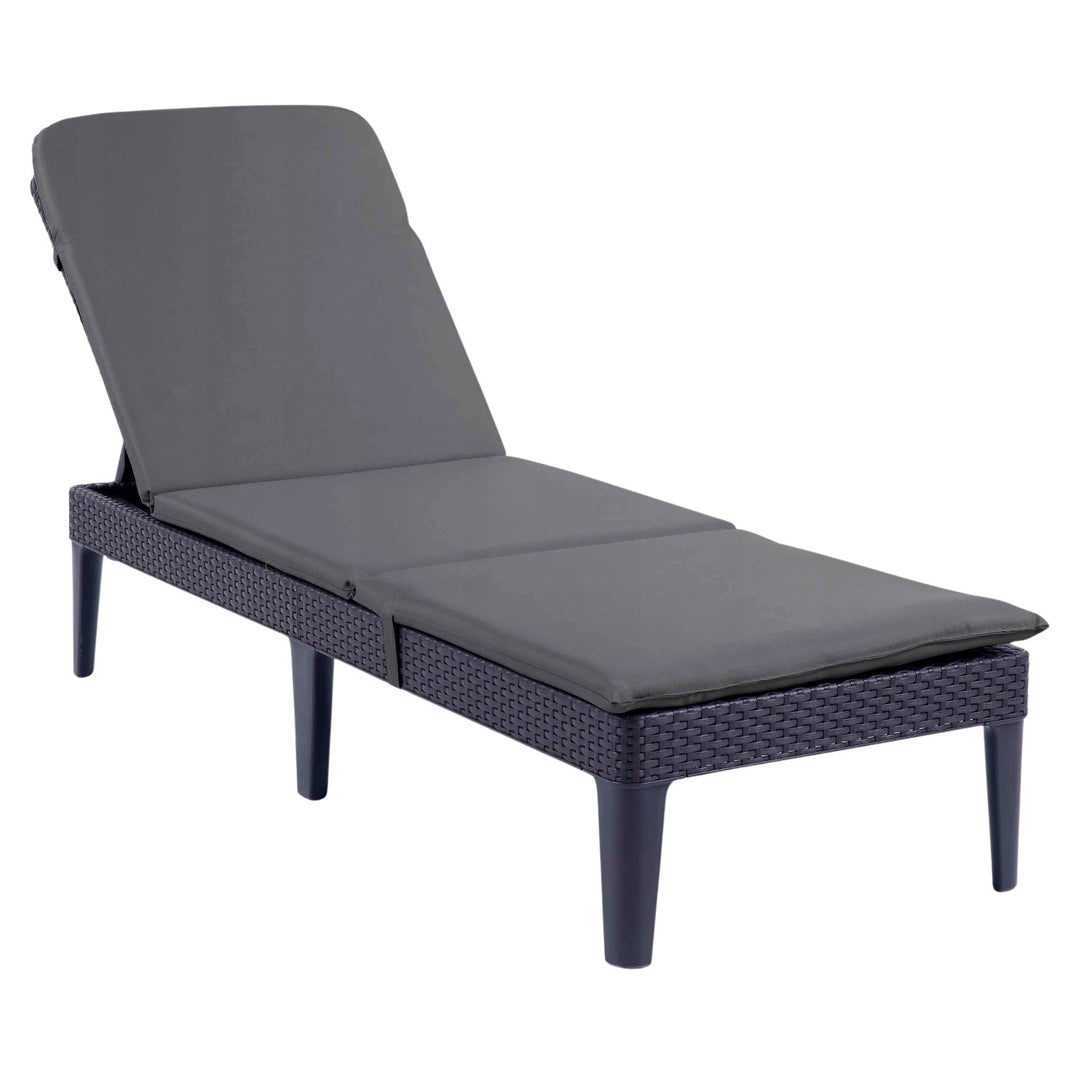 Jaipur Sun Lounger állítható kerti nyugágy, grafit színű + Jaipur nyugágypárna, sötét szürke színű, S-500 szövet, mérete 190x60 cm