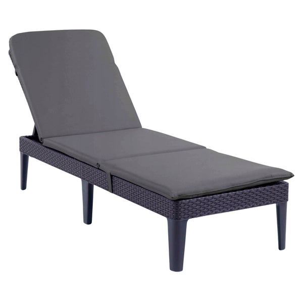 Jaipur Sun Lounger állítható kerti nyugágy, grafit színű + Jaipur nyugágypárna, sötét szürke színű, S-500 szövet, mérete 190x60 cm