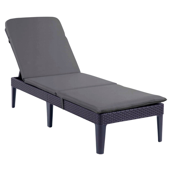 Jaipur Sun Lounger állítható kerti nyugágy, grafit színű + Jaipur nyugágypárna, sötét szürke színű, S-500 szövet, mérete 190x60 cm