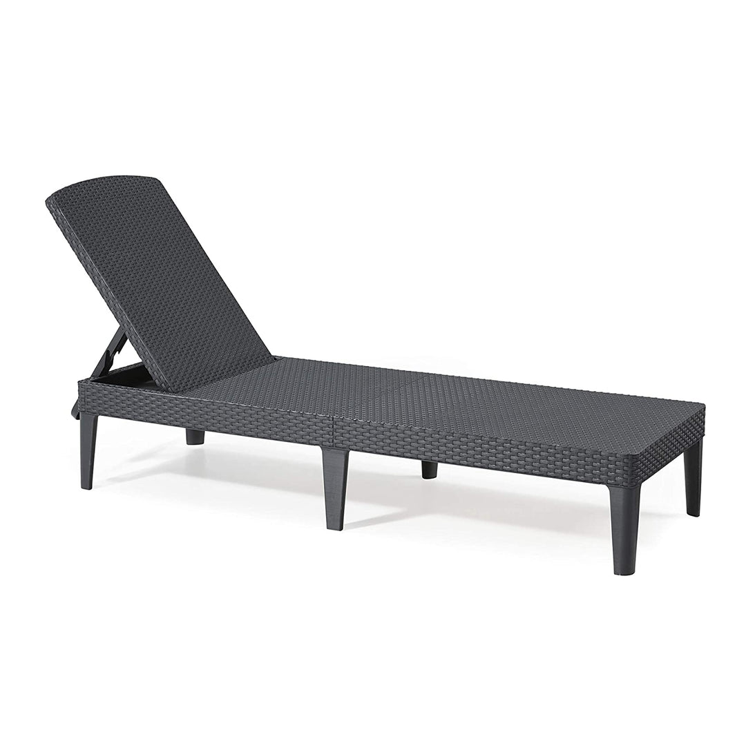 Jaipur Sun Lounger állítható kerti nyugágy, grafit színű + Jaipur nyugágypárna, bézs színű, S-550 Melange szövet, mérete 190x60 cm