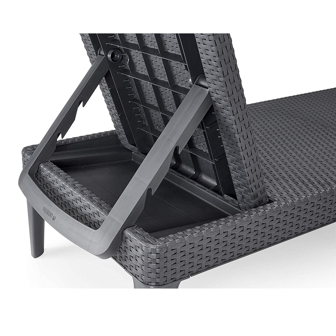 Jaipur Sun Lounger állítható kerti nyugágy, grafit színű + Jaipur nyugágypárna, bézs színű, S-550 Melange szövet, mérete 190x60 cm
