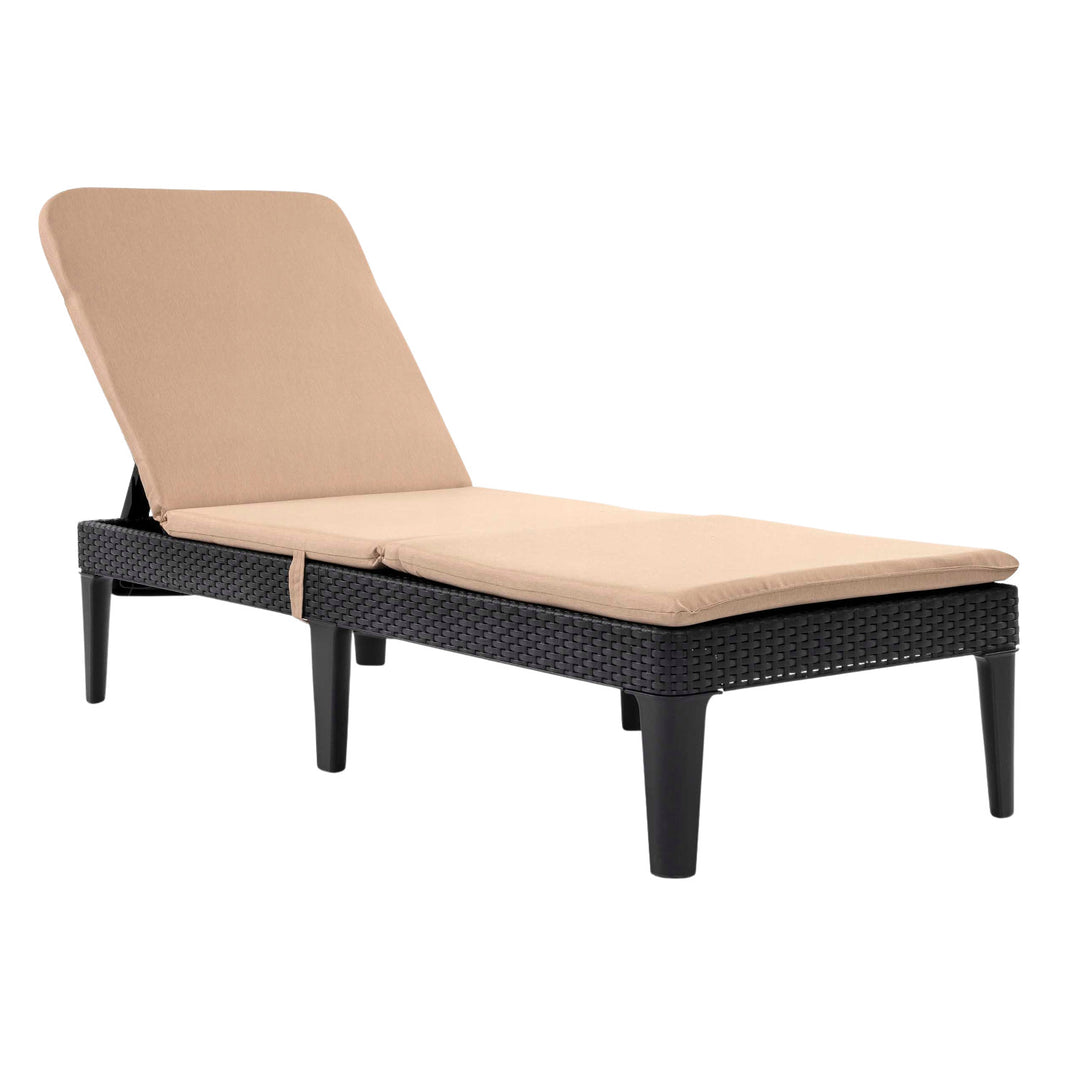 Jaipur Sun Lounger állítható kerti nyugágy, grafit színű + Jaipur nyugágypárna, bézs színű, S-550 Melange szövet, mérete 190x60 cm