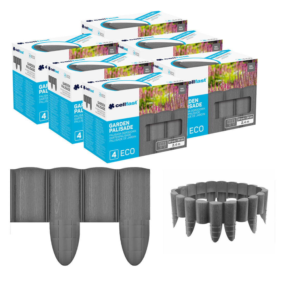 Cellfast kerti kerítés, fa textúrájú, fagyálló, hossza 14,4 m, grafit színű, 34-054