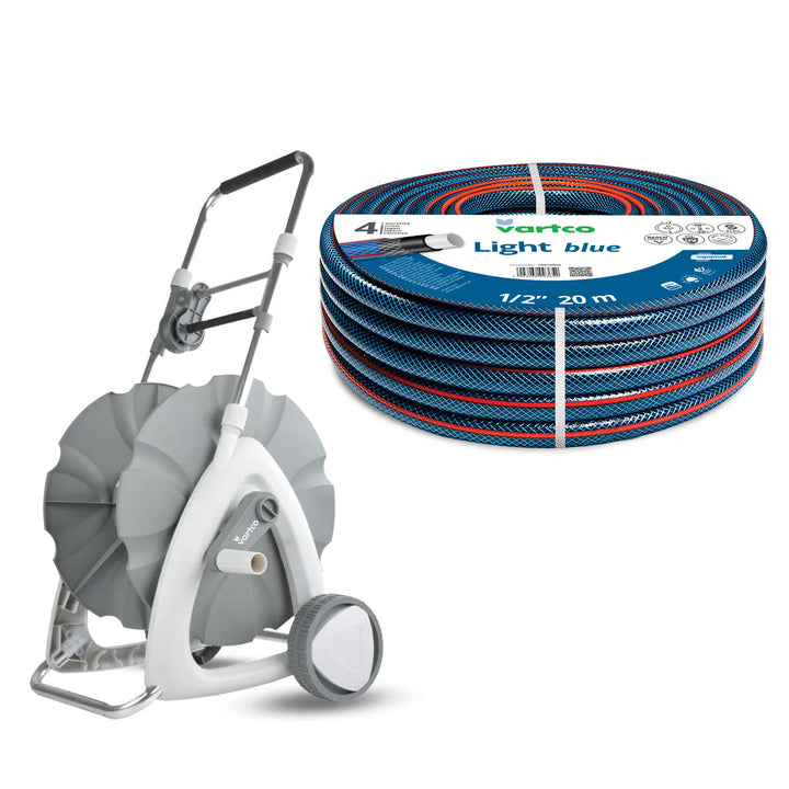 1/2"-es, 45 m-es kerti tömlőhordozó + Vartco Light Blue 1/2"-es, 20 m-es kerti tömlő (Agaplast)