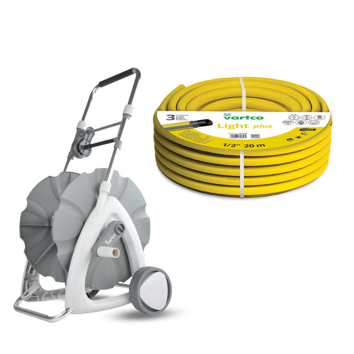 Kerti tömlőszállító kocsi + Vartco Light Plus 1/2" 20 m-es kerti tömlő, Agaplast