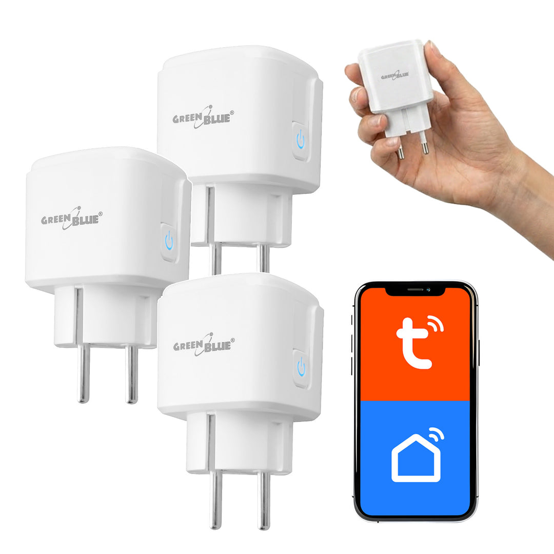 GreenBlue távvezérelt WiFi-csatlakozó, Android/iOS/Alexa/Google Home, időzítő, fogyasztásmérő, max. 16 A/3840 W, GB735 W, 3 darab