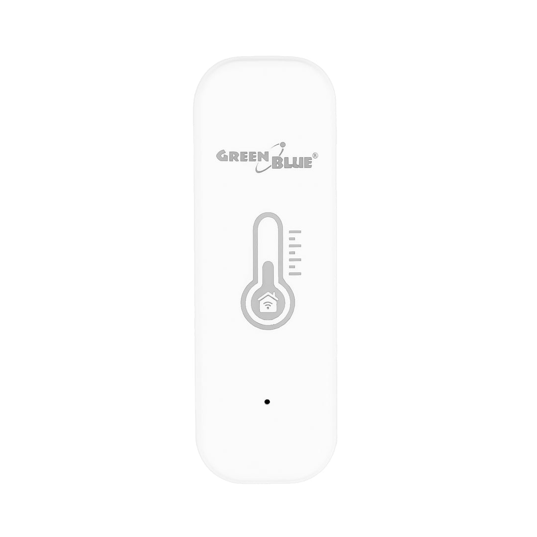 GreenBlue WiFi hőmérséklet- és páratartalom-érzékelő, Android/iOS/Alexa/Google Home, 3,0 V DC, LR03x2, GB737 2 db + 4 db Varta Industrial 4003 alkalikus AAA elem
