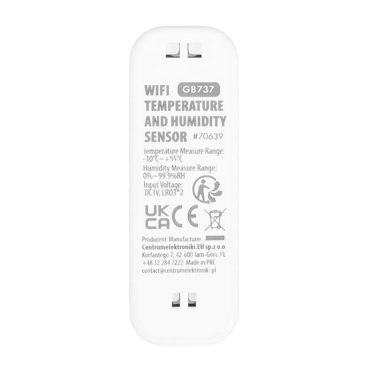 GreenBlue WiFi hőmérséklet- és páratartalom-érzékelő, Android/iOS/Alexa/Google Home, 3,0 V DC, LR03x2, GB737 2 db + 4 db Varta Industrial 4003 alkalikus AAA elem